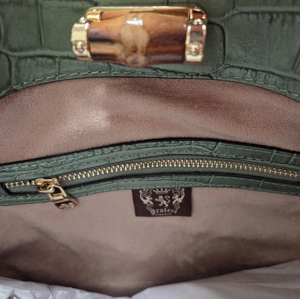 NWT Pratesi Made In Italy Croc Leather Satchel - Picture 5 of 11